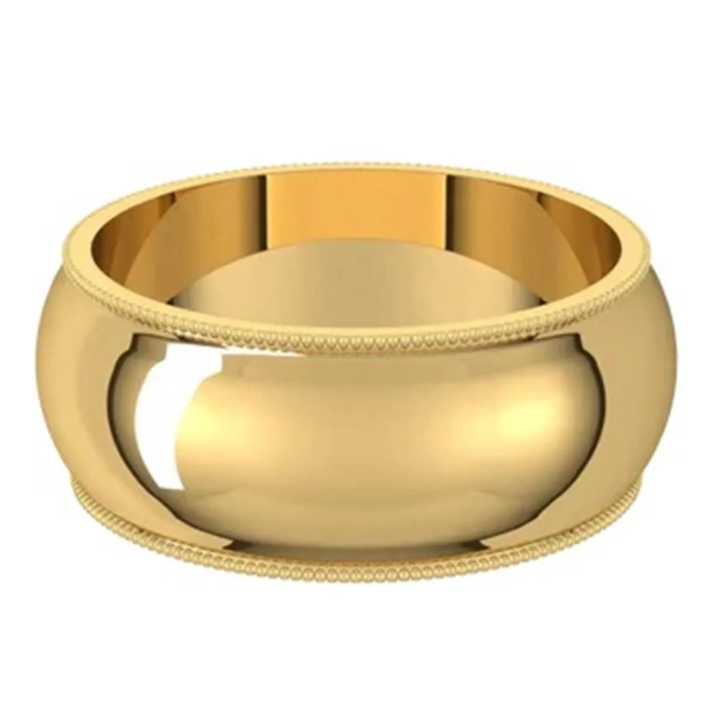 Straight Solid Wedding Band Prec Metal Womens 8 mm wide Sterling Silver Yellow Size 7