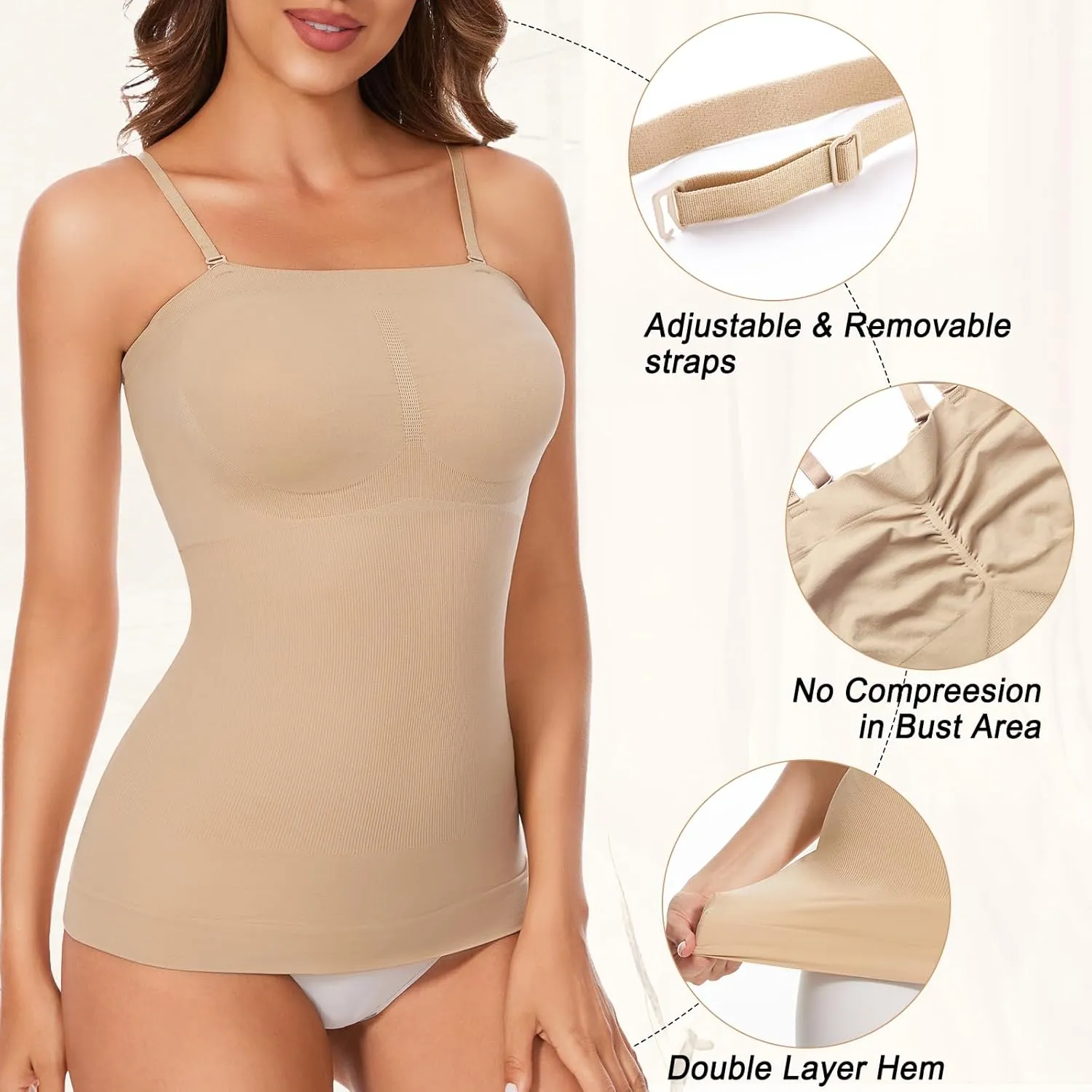 Strapless Shapewear Tank Tops Tube Tops for Women Cami Shaper Tummy Control Slimming Camisoles Compression