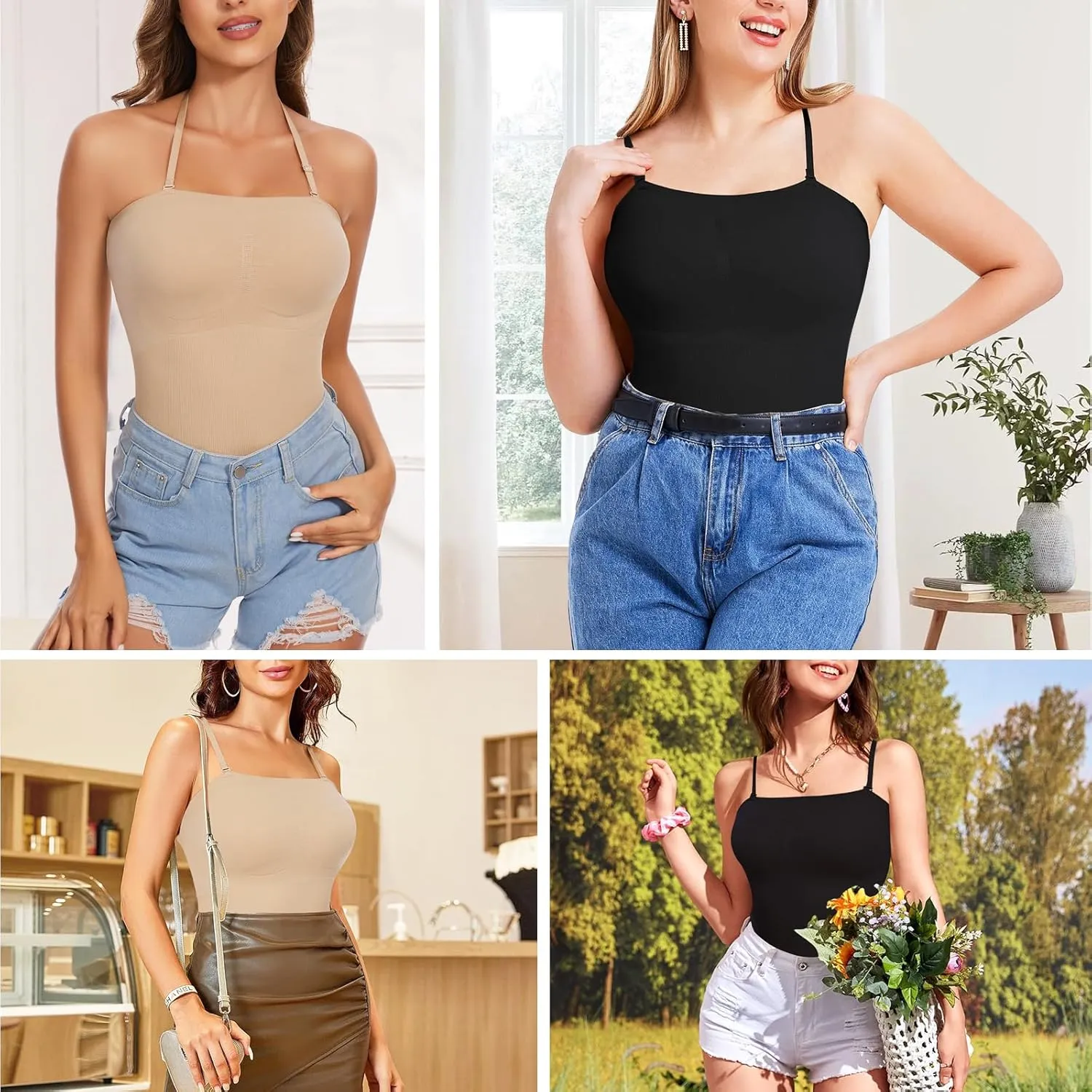 Strapless Shapewear Tank Tops Tube Tops for Women Cami Shaper Tummy Control Slimming Camisoles Compression