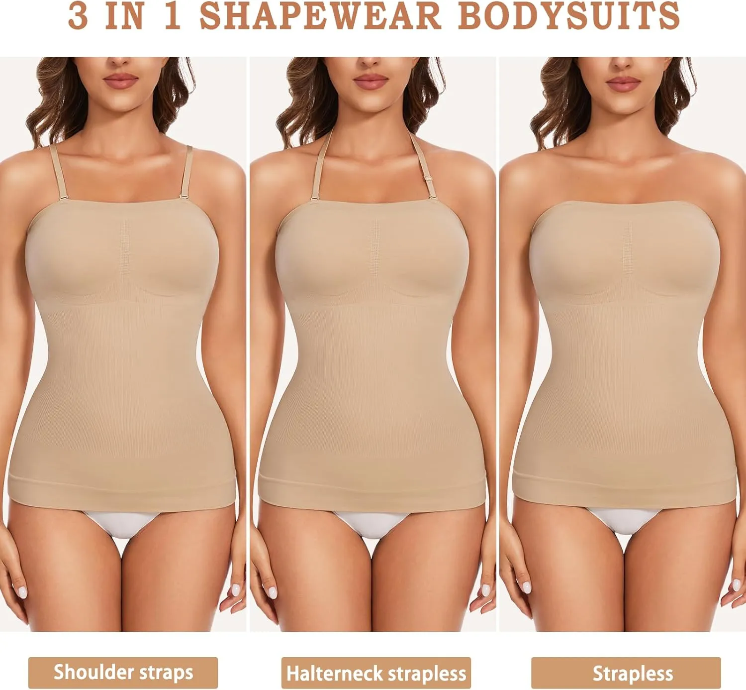 Strapless Shapewear Tank Tops Tube Tops for Women Cami Shaper Tummy Control Slimming Camisoles Compression