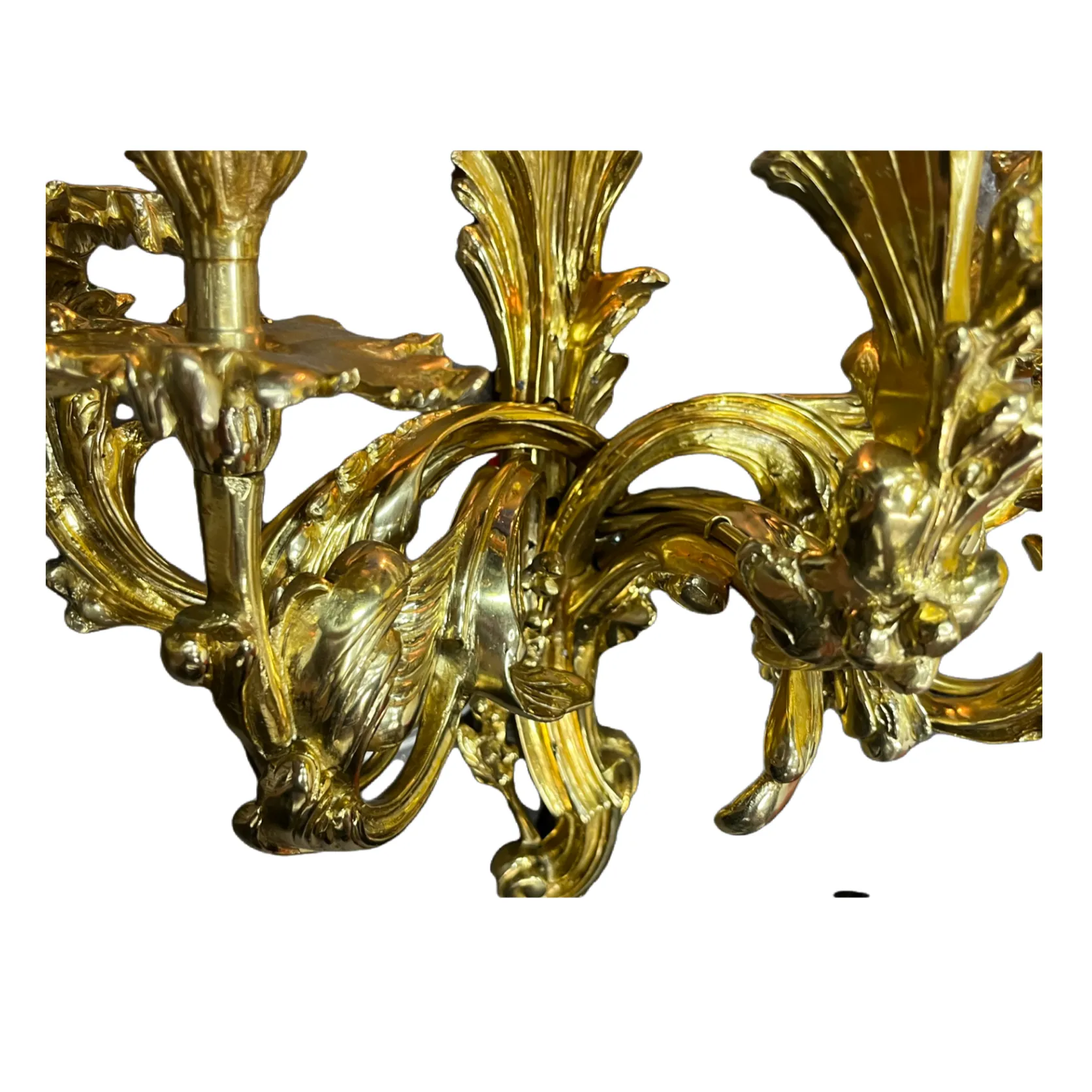 Stunning Solid Cast Brass Baroque Revival Ten Light Sconces #2432