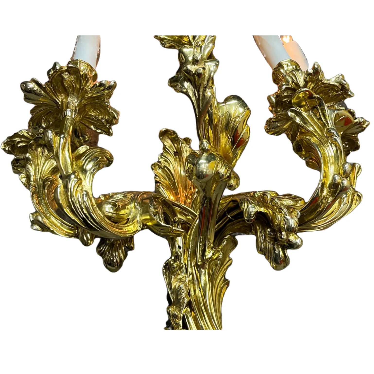 Stunning Solid Cast Brass Baroque Revival Ten Light Sconces #2432