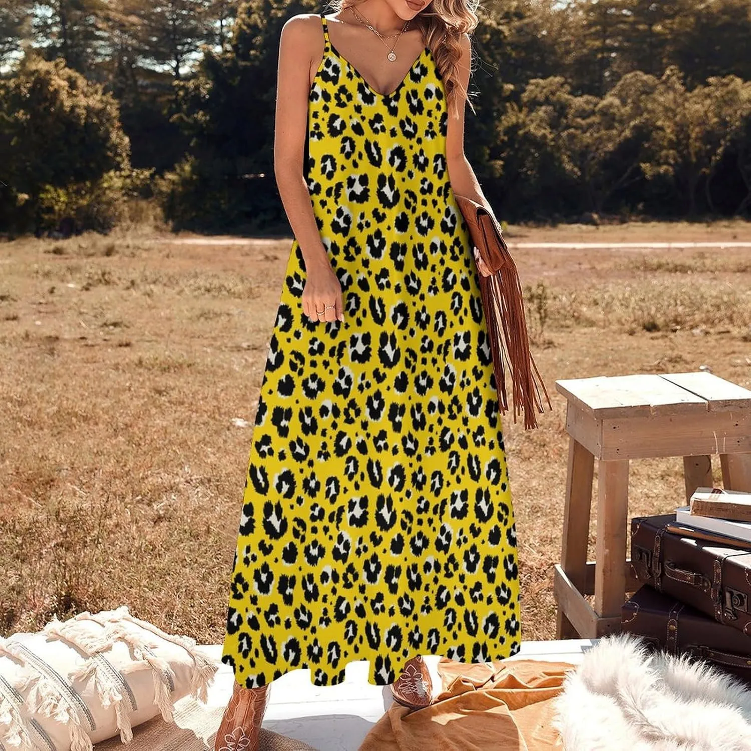 Succulents Pattern Long Dress Woman Fit Gowns V Neck Wrap Maxi Skirts Summer Gown Working Dresses