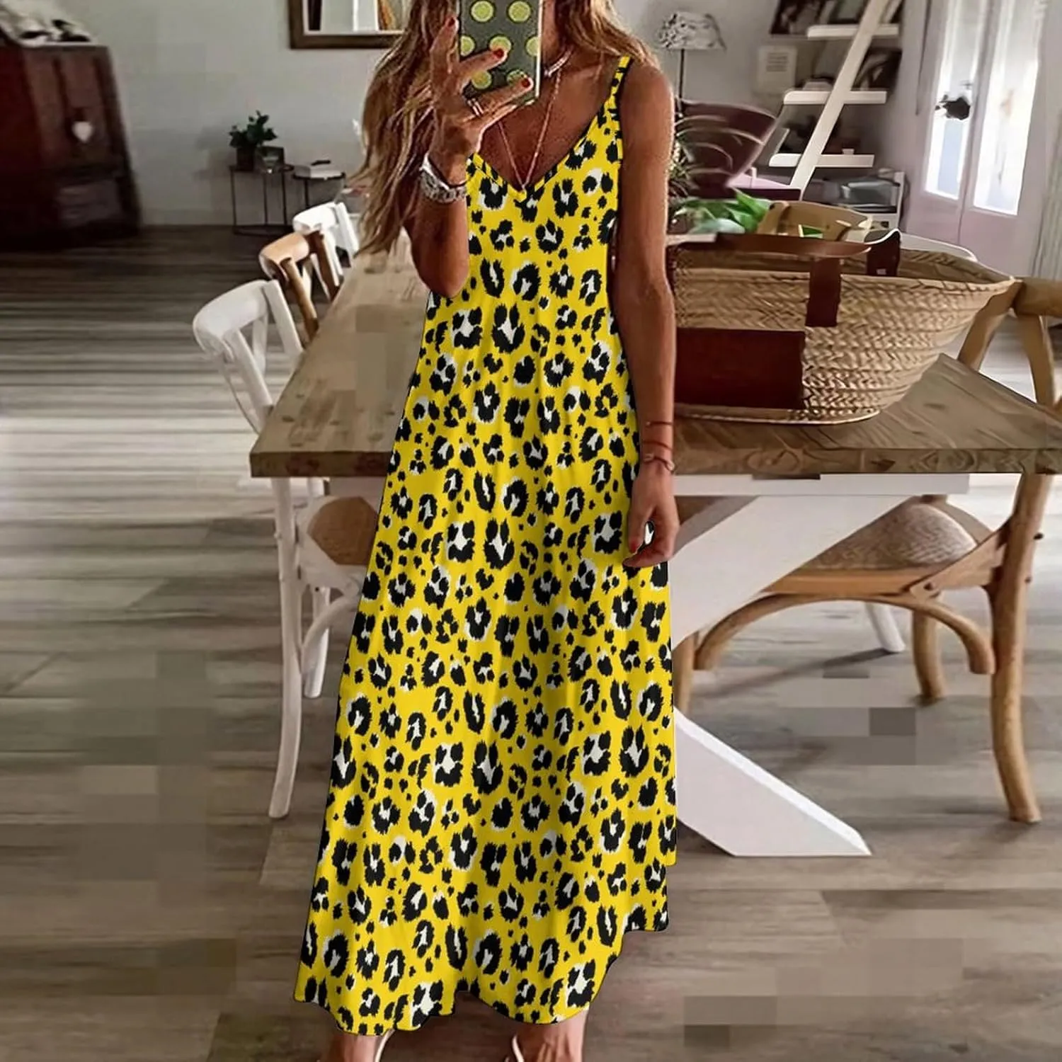 Succulents Pattern Long Dress Woman Fit Gowns V Neck Wrap Maxi Skirts Summer Gown Working Dresses