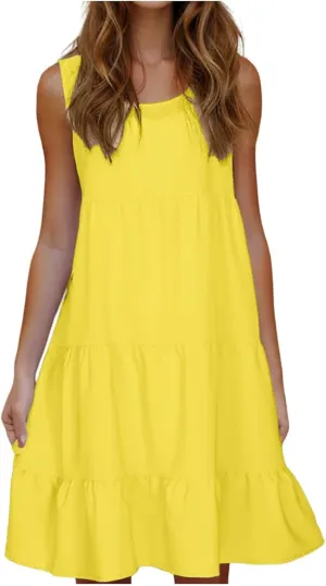 Summer Dresses for Women Plus Size Beach Dress Casual Sundresses Sexy Sleeveless Babydoll Dress Flowy Midi Dresses
