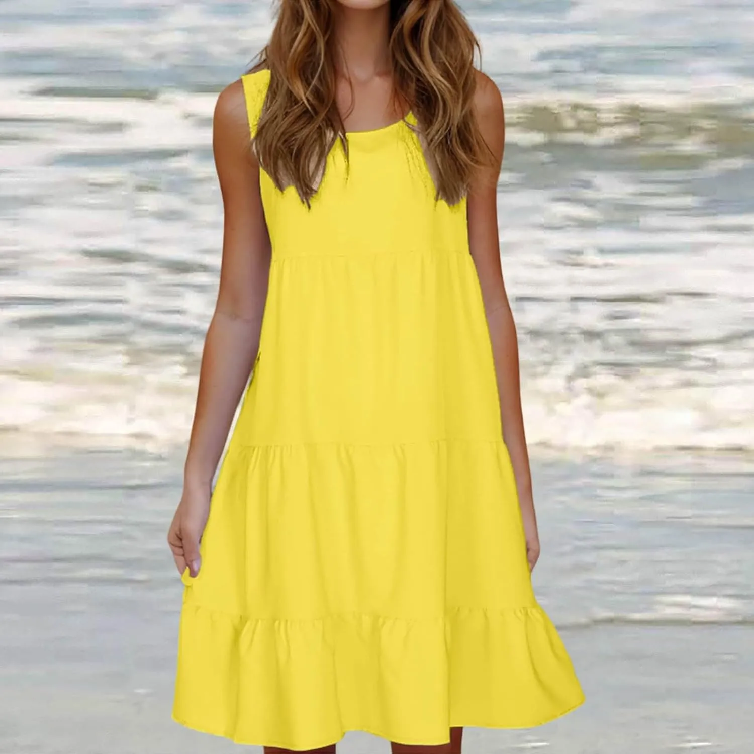 Summer Dresses for Women Plus Size Beach Dress Casual Sundresses Sexy Sleeveless Babydoll Dress Flowy Midi Dresses