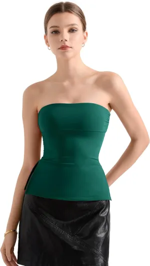 SUUKSESS Women Double Lined Going Out Trendy Tube Tops Side Split Sexy Tank Tops