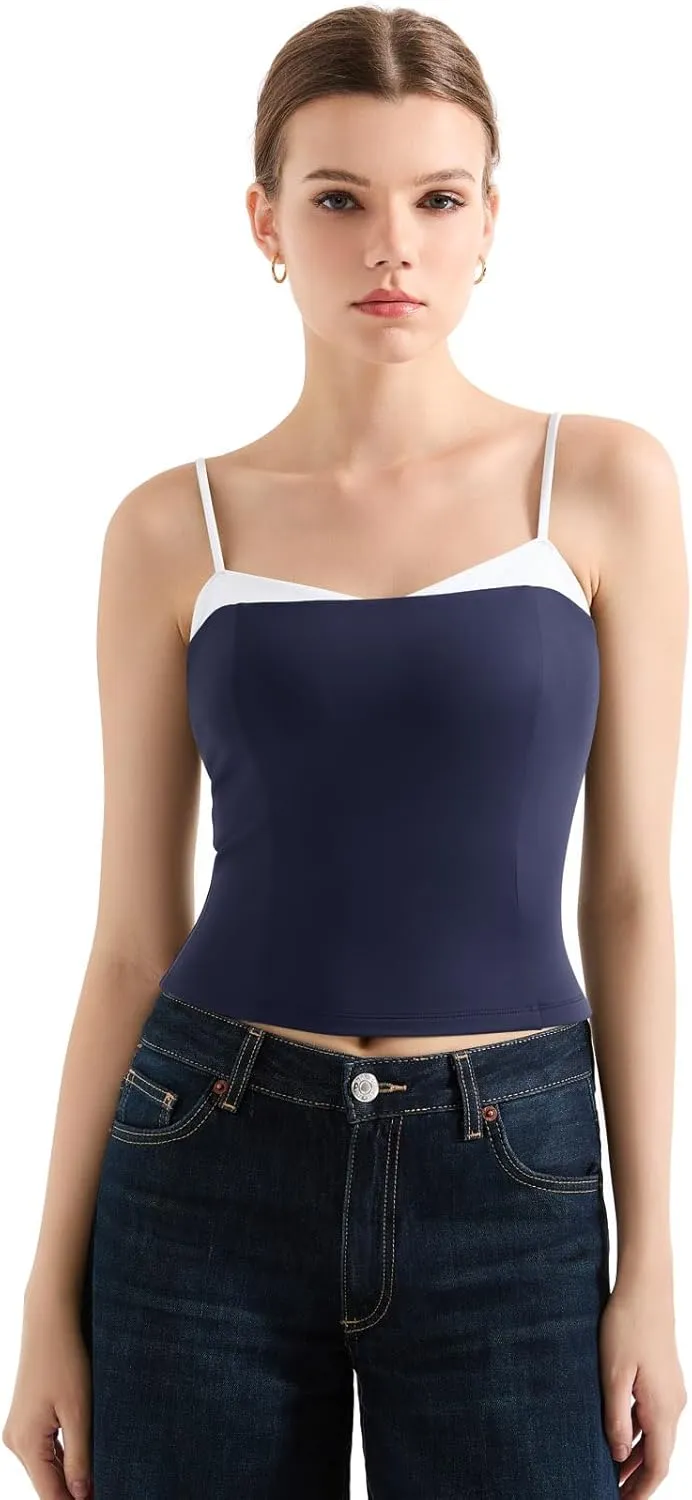 SUUKSESS Women Double Lined Spaghetti Strap Cami Going Out Y2k Sleeveless Tank Tops