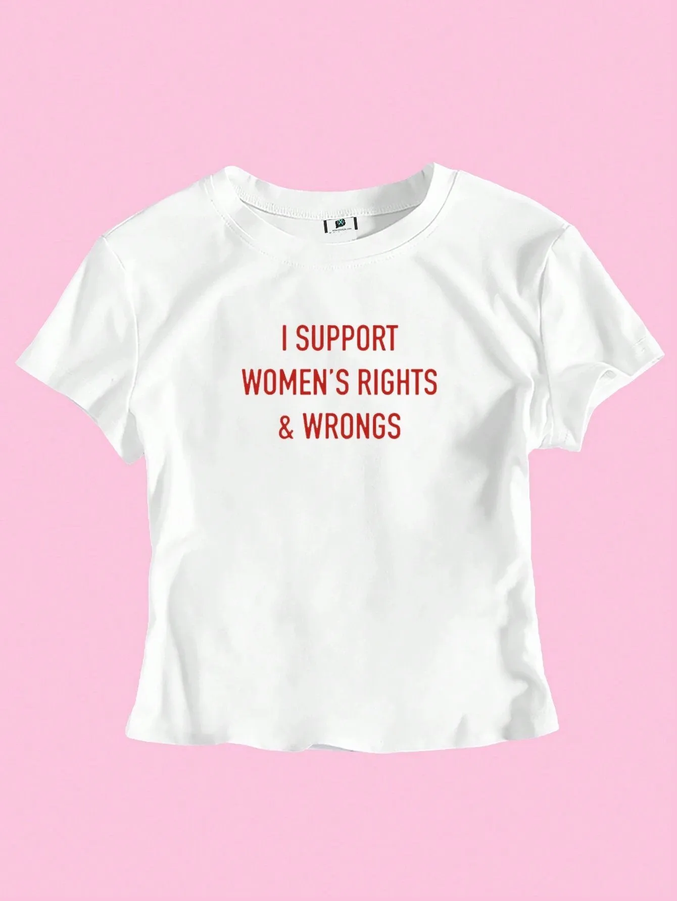 SXV Women's Short Sleeve T-Shirt With Slogan Print, I SUPPORT WOMEN'S RIGHTS WRONGS Graphic Tees Women Tops