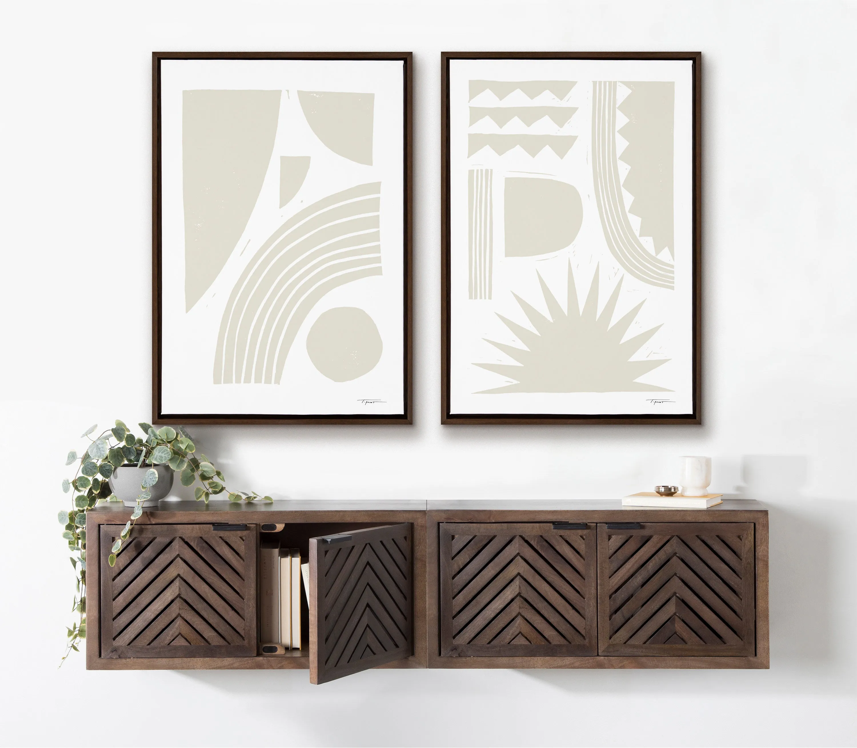 Sylvie Burst Neutral Framed Canvas by Statement Goods