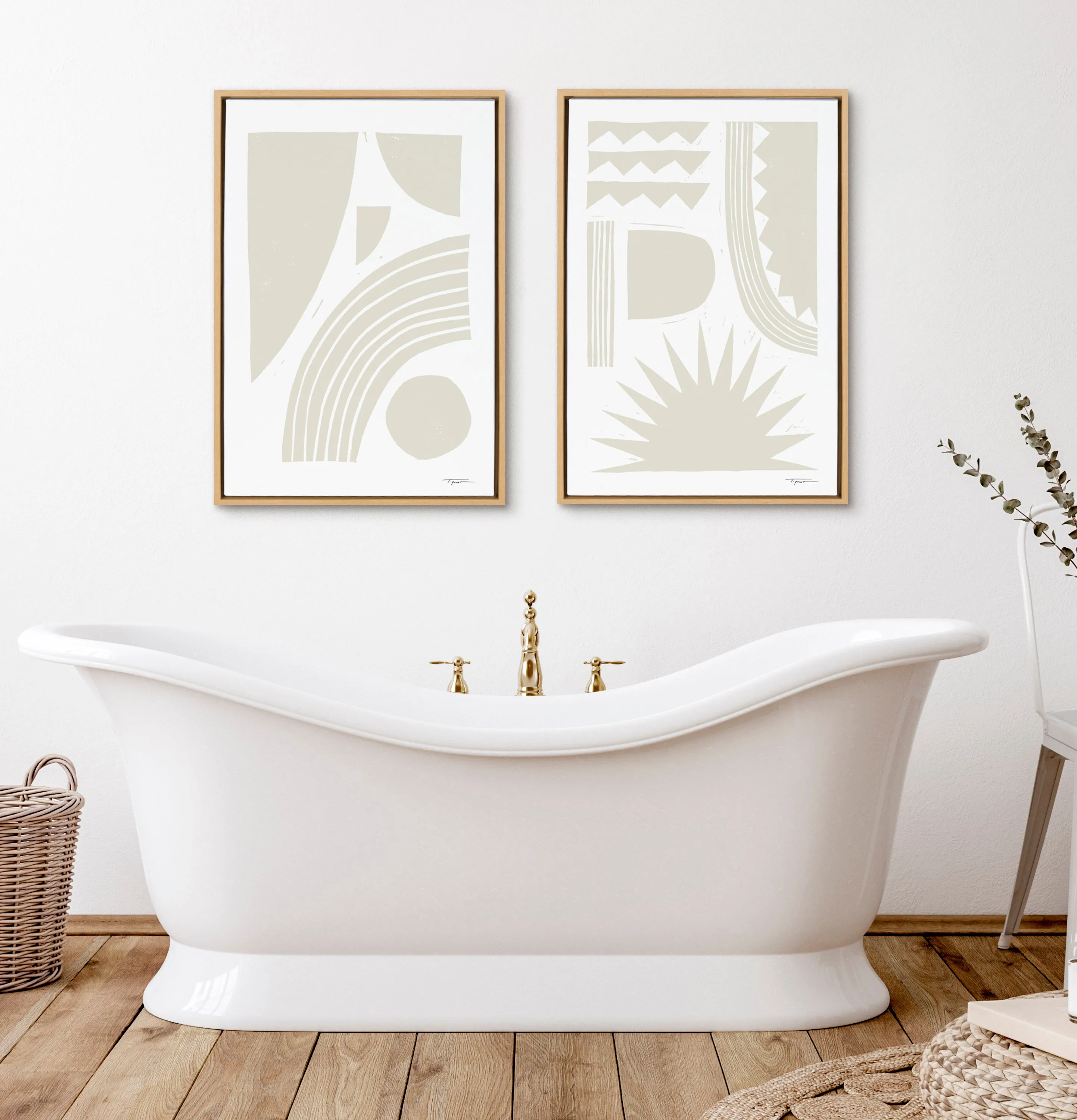 Sylvie Burst Neutral Framed Canvas by Statement Goods