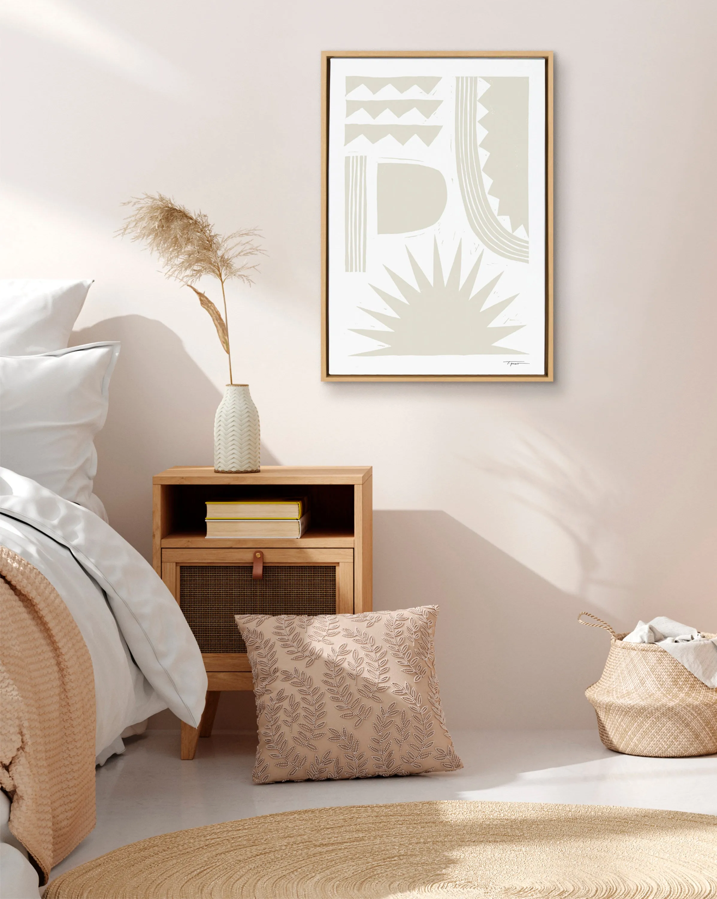 Sylvie Burst Neutral Framed Canvas by Statement Goods