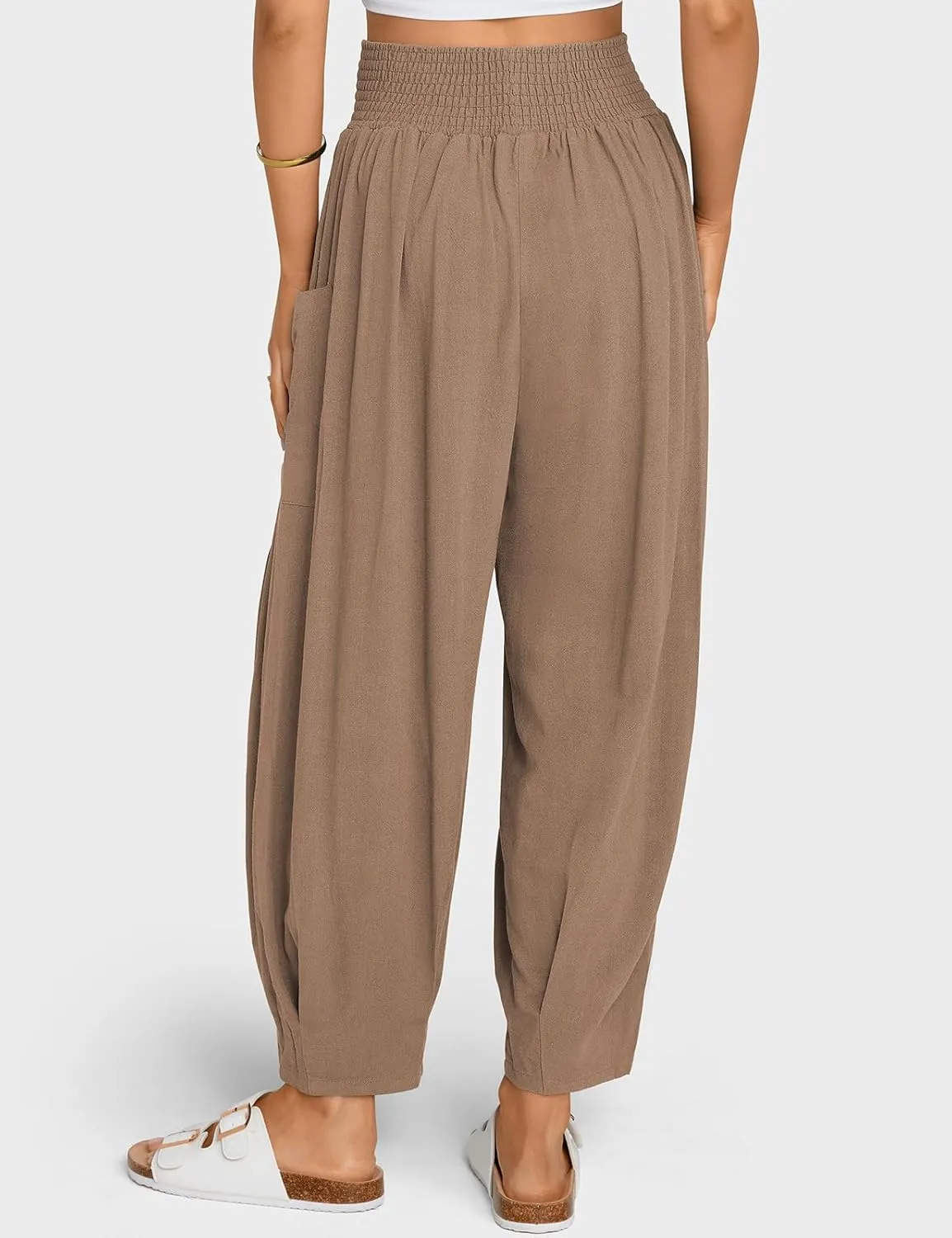 TARSE Women Linen Boho Pants Summer Casual Loose High Waist Cargo Lounge Harem Pant 2025 Beach Travel Vacation Outfits