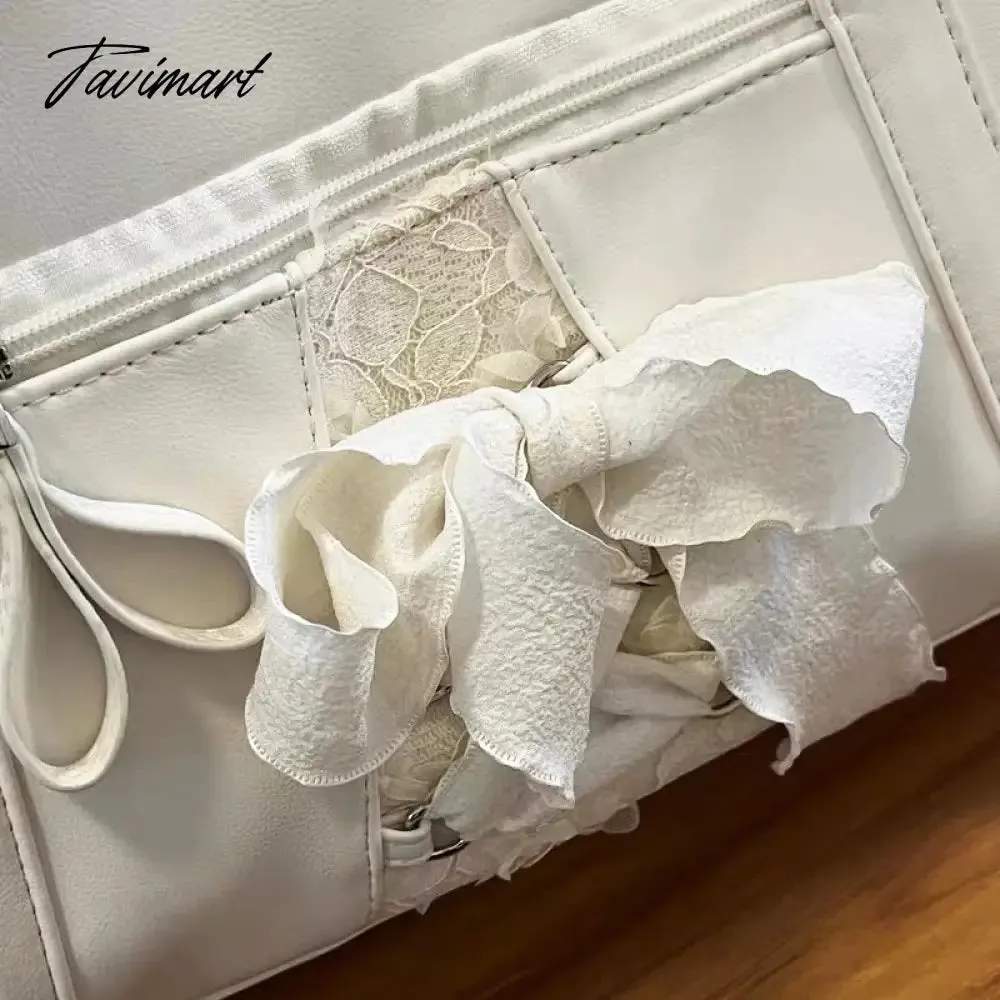 TAVIMART  -  Japan Style Pillow Bags For Women Luxury Designer Handbags Purses 2024 New In PU Silk Scarf Bow Large Capacity Underarm Shoulder