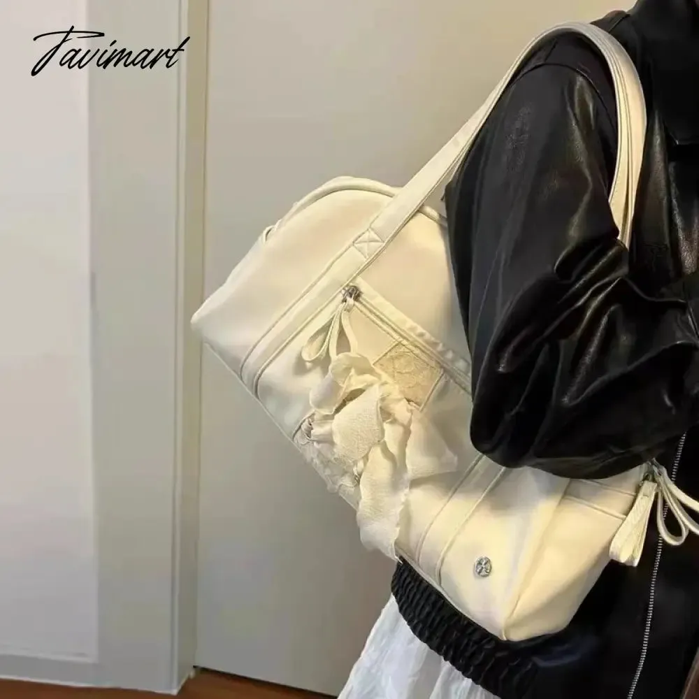 TAVIMART  -  Japan Style Pillow Bags For Women Luxury Designer Handbags Purses 2024 New In PU Silk Scarf Bow Large Capacity Underarm Shoulder