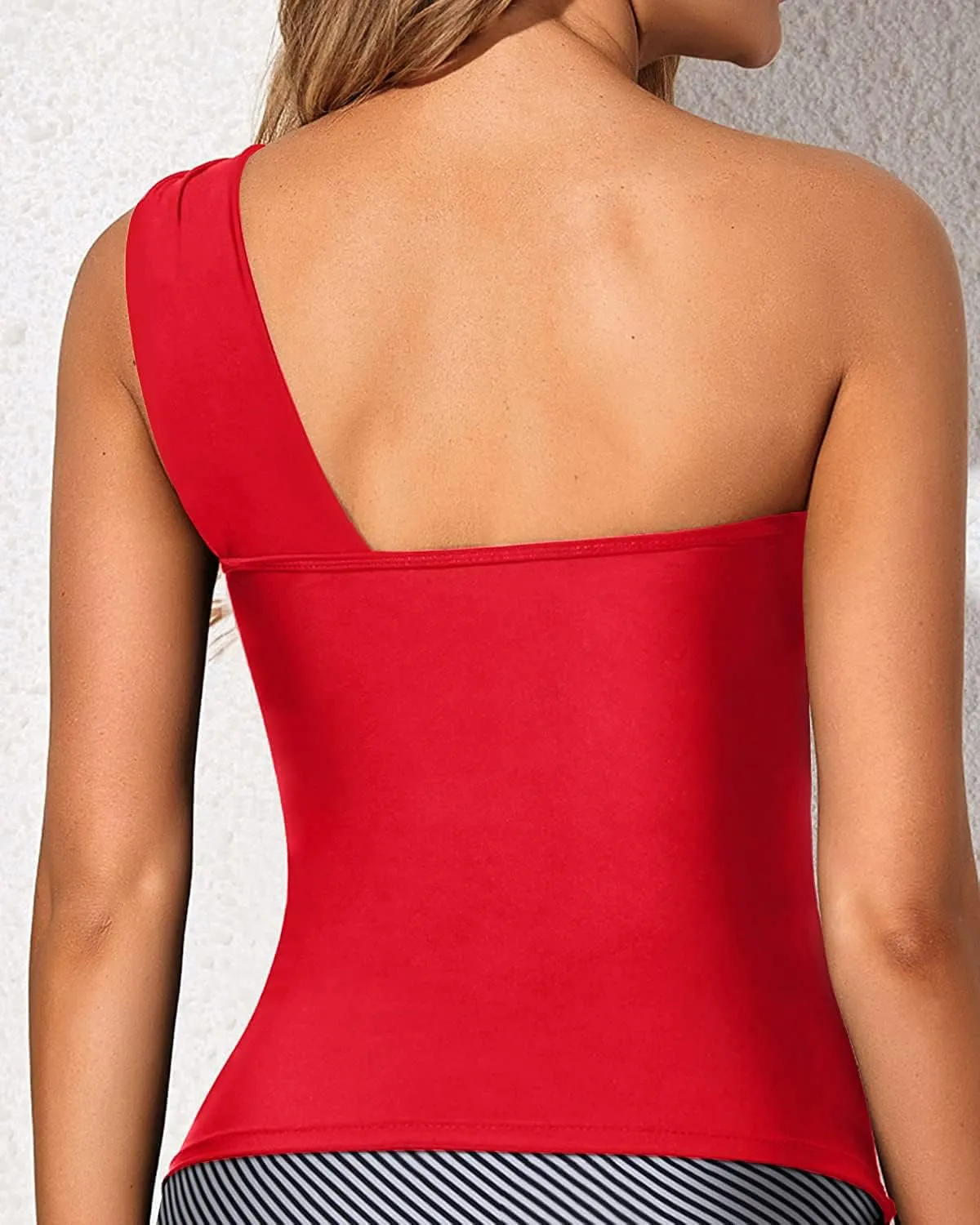 Tempt Me Women Tankini Top Swim Tops Ruched One Shoulder Bathing Suit Swimsuit Tops Only