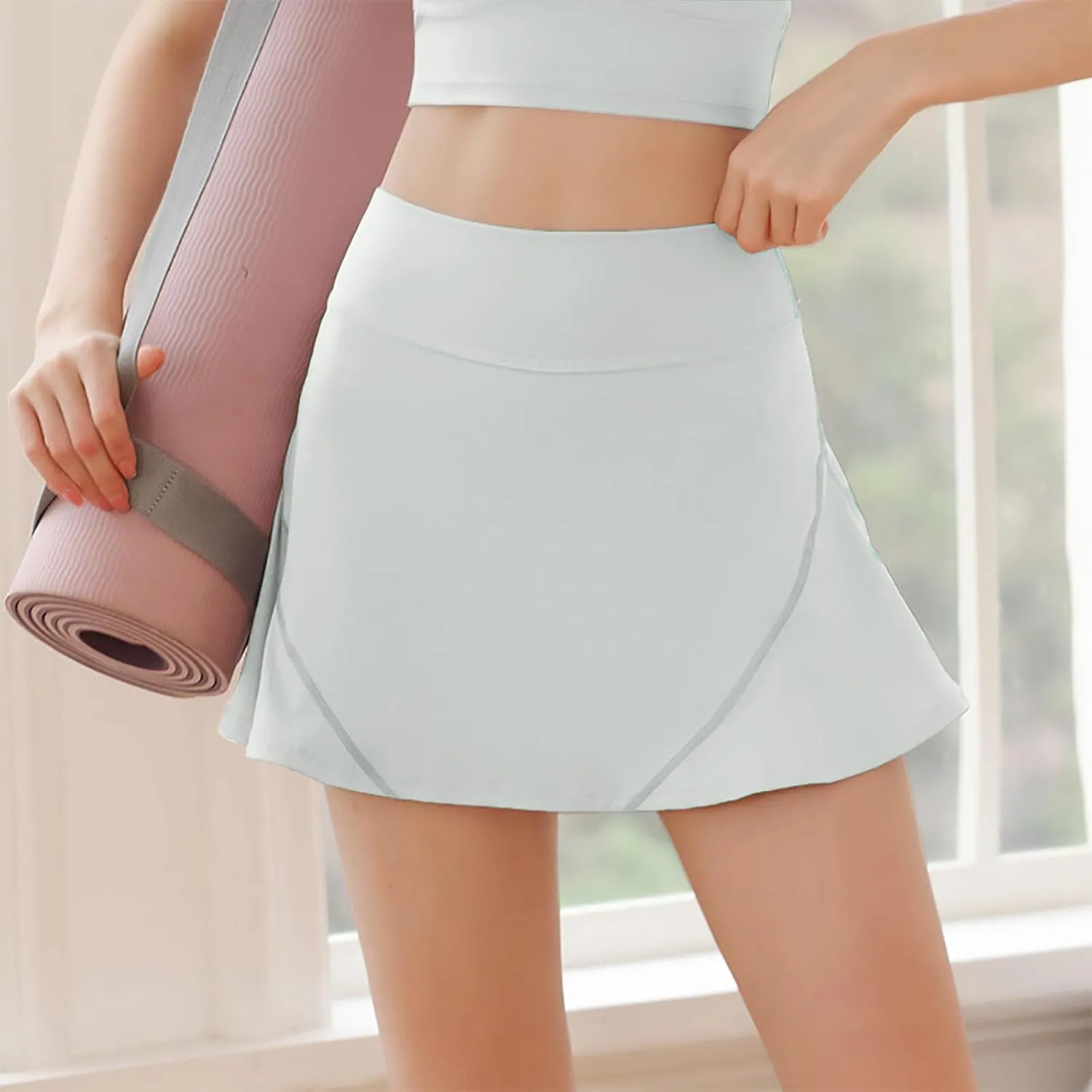 Tennis Skirts for Women Solid Color Sports Stretch High Waisted Skirt Casual Pleated Smooth Running Skirts