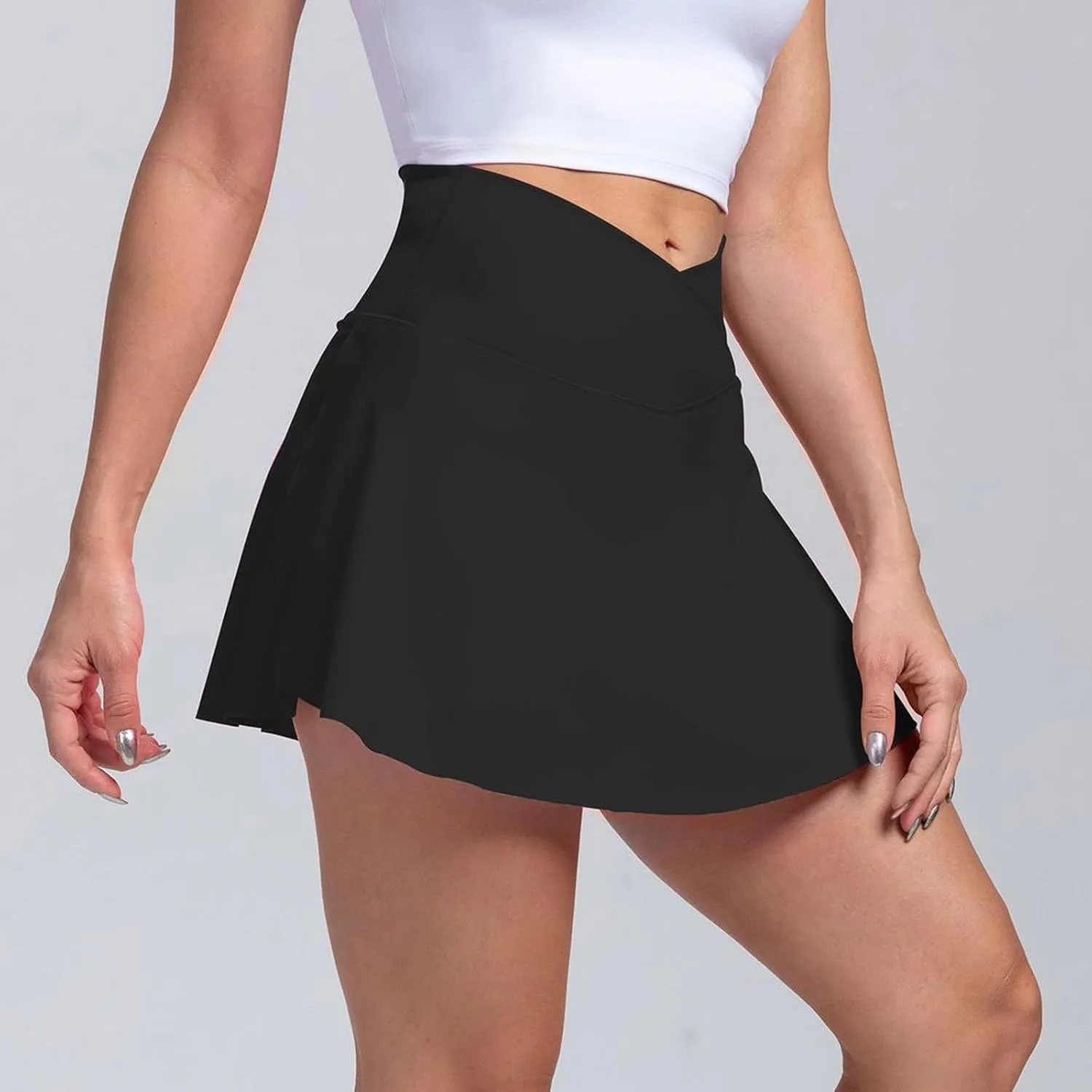Tennis Skirts for Women with Shorts Underneath Cute Athletic Skirts with Pockets Slit High Waisted Golf Skirt