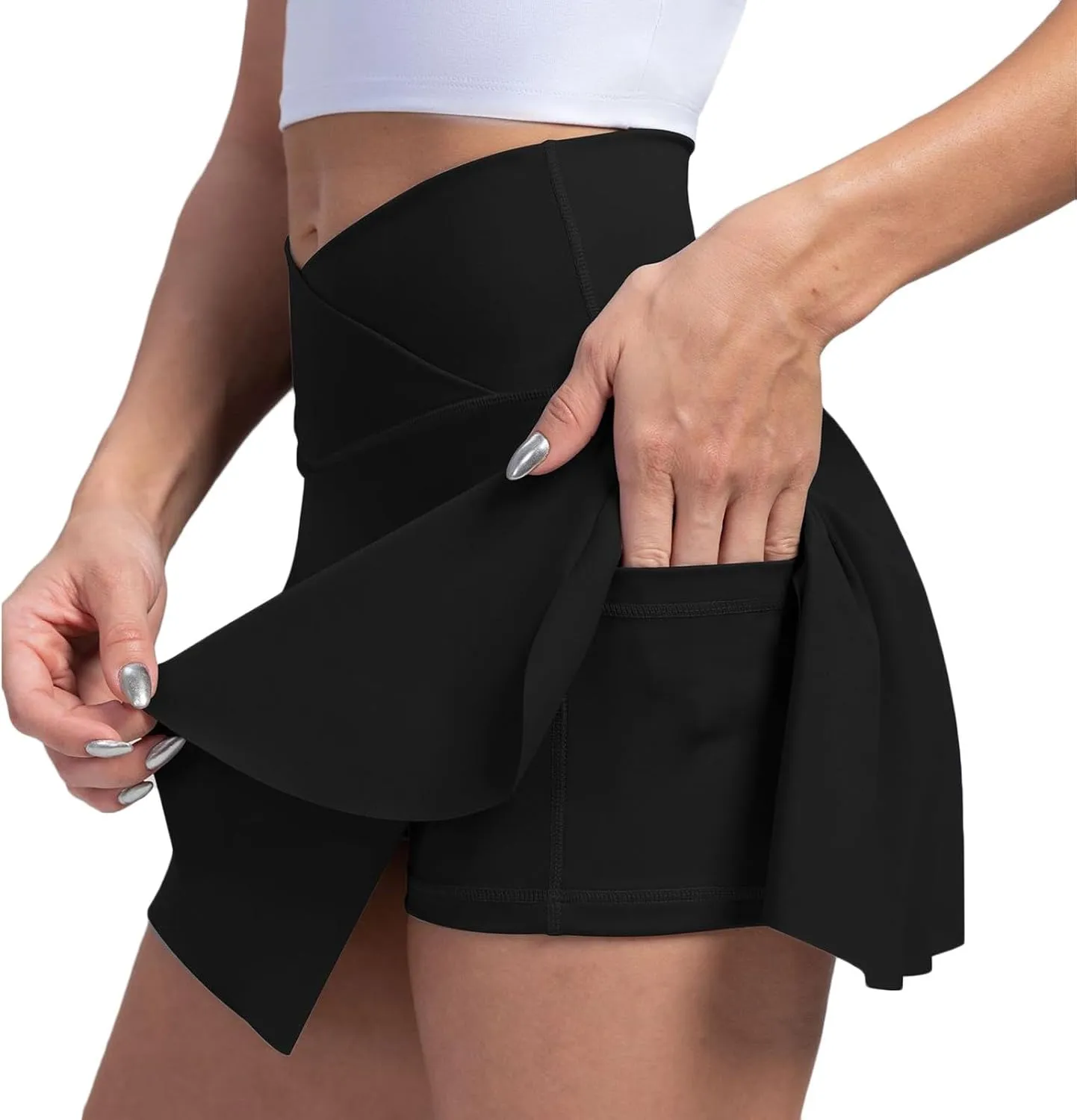 Tennis Skirts for Women with Shorts Underneath Cute Athletic Skirts with Pockets Slit High Waisted Golf Skirt