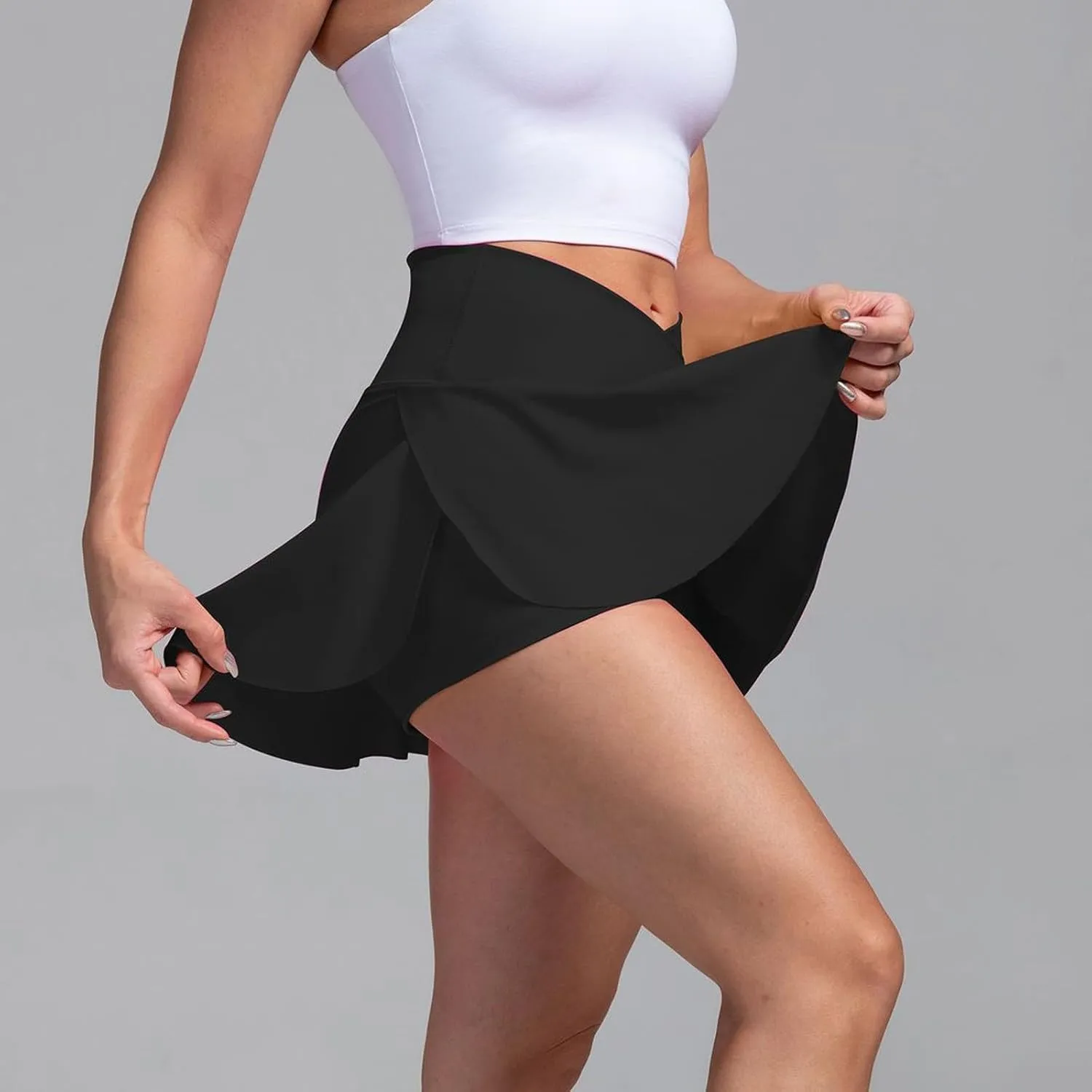 Tennis Skirts for Women with Shorts Underneath Cute Athletic Skirts with Pockets Slit High Waisted Golf Skirt