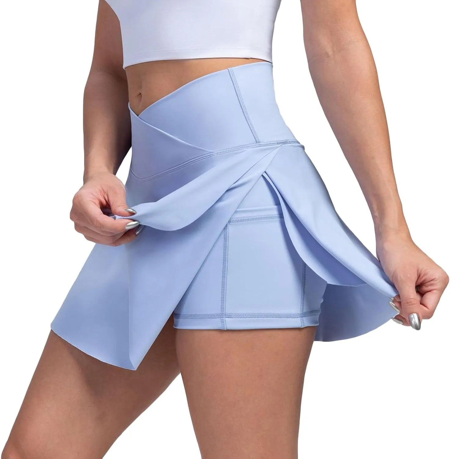 Tennis Skirts for Women with Shorts Underneath Cute Athletic Skirts with Pockets Slit High Waisted Golf Skirt