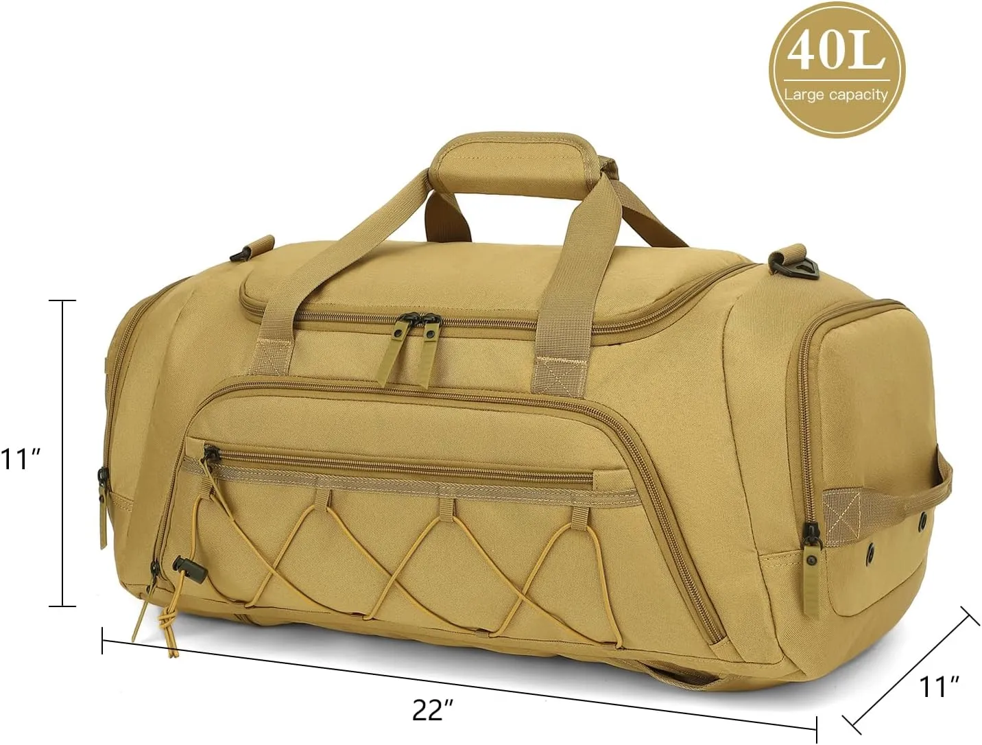 Travel Duffle Bag Backpack for Men 40L Medium Sports Gym Duffel with Wet Pocket & with Shoes Compartment Carry on Overnight Weekender Bag for Travel, Brown