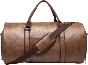Travel Garment Duffle Bag, Convertible Suit Carrier Bag, 2-in-1 Garment Travel Bag, Leather Dress Suitcase, Suit Carrier With Shoes Compartment, Vacation Suitcase With Garment Section
