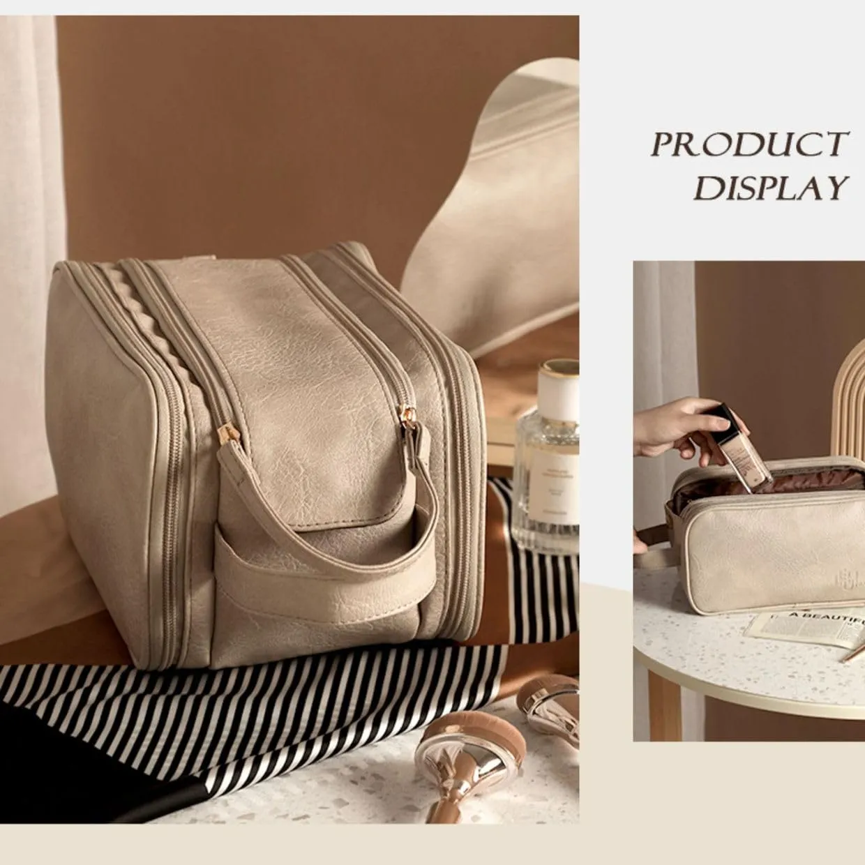 Travel Toiletry Bag for Women Travel Cosmetic Bag Waterproof Makeup Bag Coquette Accessories (grey)