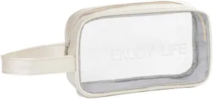 Travel Toiletry Bag, Portable Makeup Pouch, Transparent PVC Toiletry Organizer for Makeup Essentials (Champagne,S)