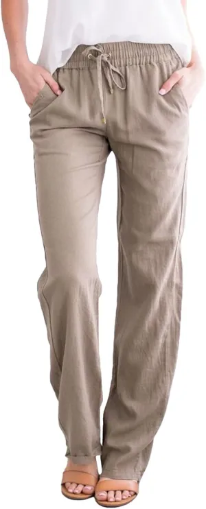 Trendy Dress Pants For Women 2024 Work Trouser High Waist Vintage Wide Leg Pants Comfy Linen Summer Boho Sweatpant