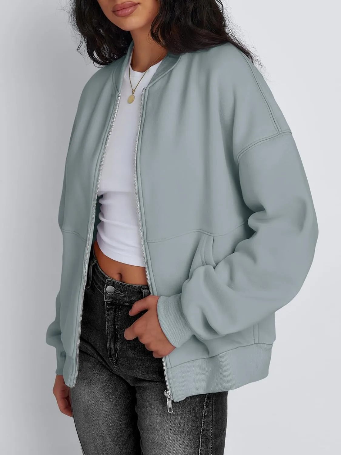 Trendy Queen Womens Zip Up Sweatshirts Jackets Oversized Fall Outfits Winter Clothes Hoodies with Pockets Y2k 2025 Fashion