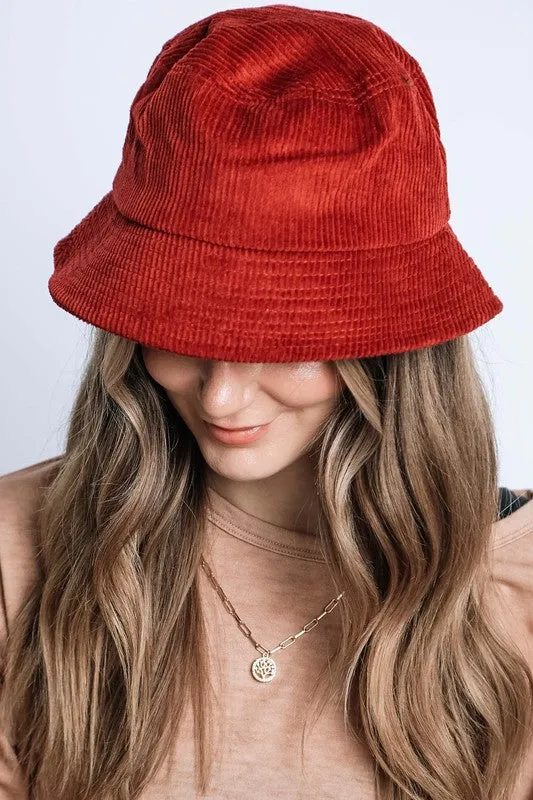 Trendy Solid Color Corduroy Bucket Hat