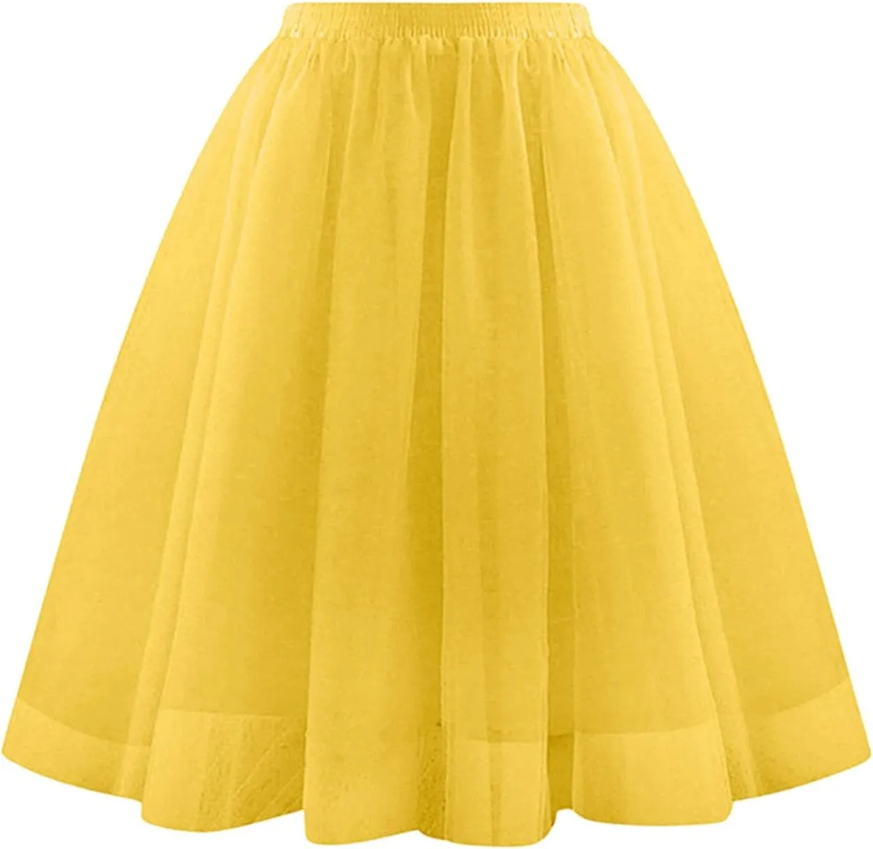 Tulle Skirts for Women Midi A Line Skirt Layered Skorts Elastic High Waisted Tutu Skirt for Prom Party