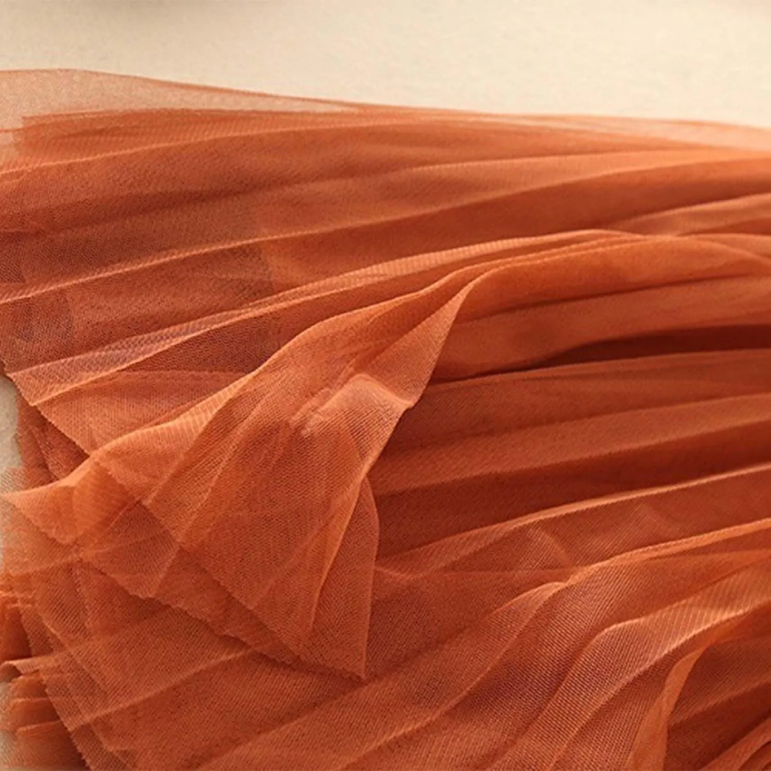 Tulle Skirts for Women Solid Chiffon High Waist Pleated Skirt Casual Boho Midi Swing A-Line Double Layer Summer