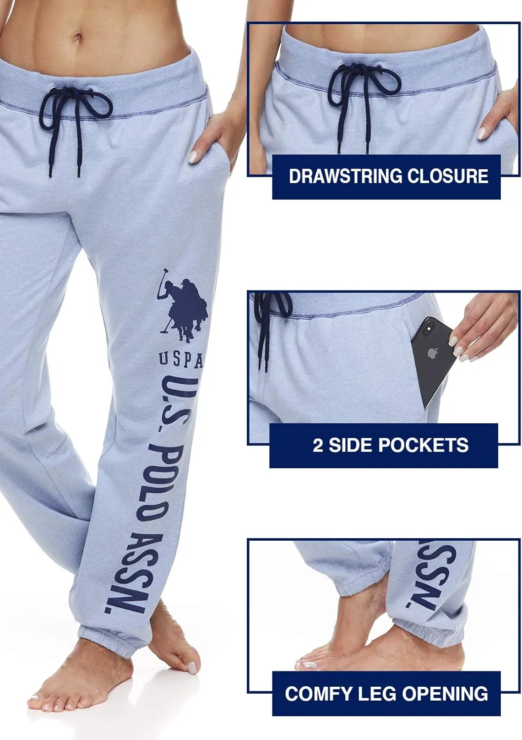 U.S. Polo Assn. Essentials Womens French Terry Jogger Sweatpants