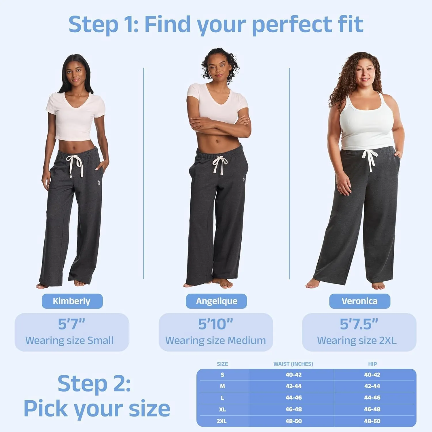 U.S. Polo Assn. Womens Sweatpants with Pockets, French Terry Womens Joggers or Wide Leg Sweats