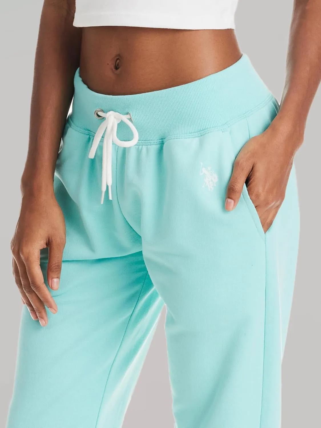 U.S. Polo Assn. Womens Sweatpants with Pockets, French Terry Womens Joggers or Wide Leg Sweats