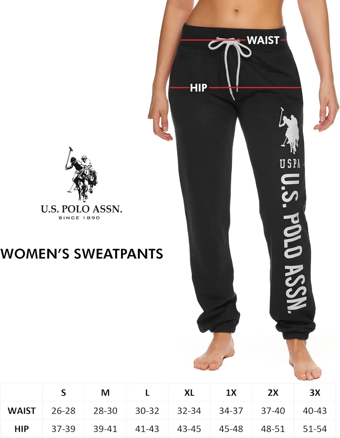 U.S. Polo Assn. Womens Sweatpants - Women Joggers Sweats with Logo Print - French Terry Poly-Cotton