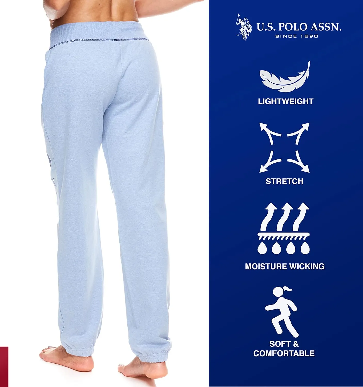 U.S. Polo Assn. Womens Sweatpants - Women Joggers Sweats with Logo Print - French Terry Poly-Cotton