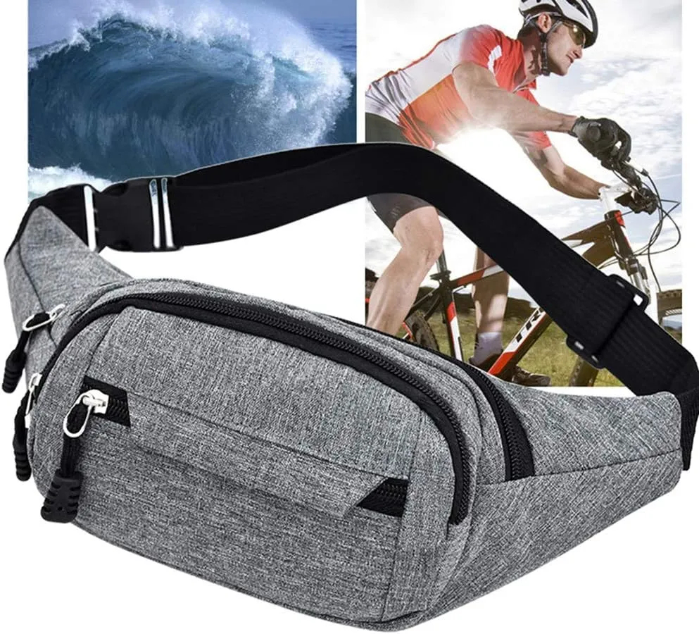 VALICLUD Sports Accessories Grey Fanny Pack Men Waist Bag Fashion Waist Packs Running Belt