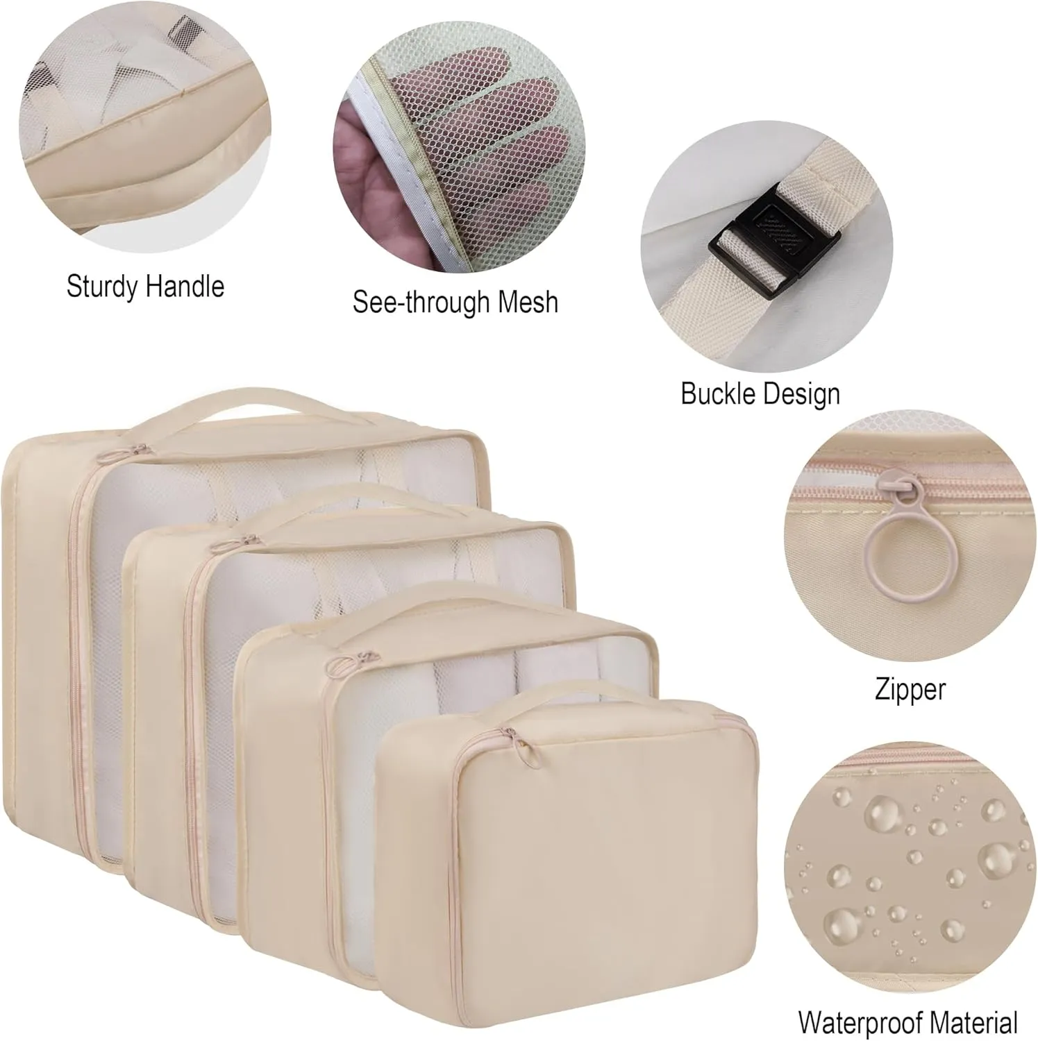 Vercord 8 Set Travel Packing Pods Luggage Organizers Cubes with Laundry Bags Accessories