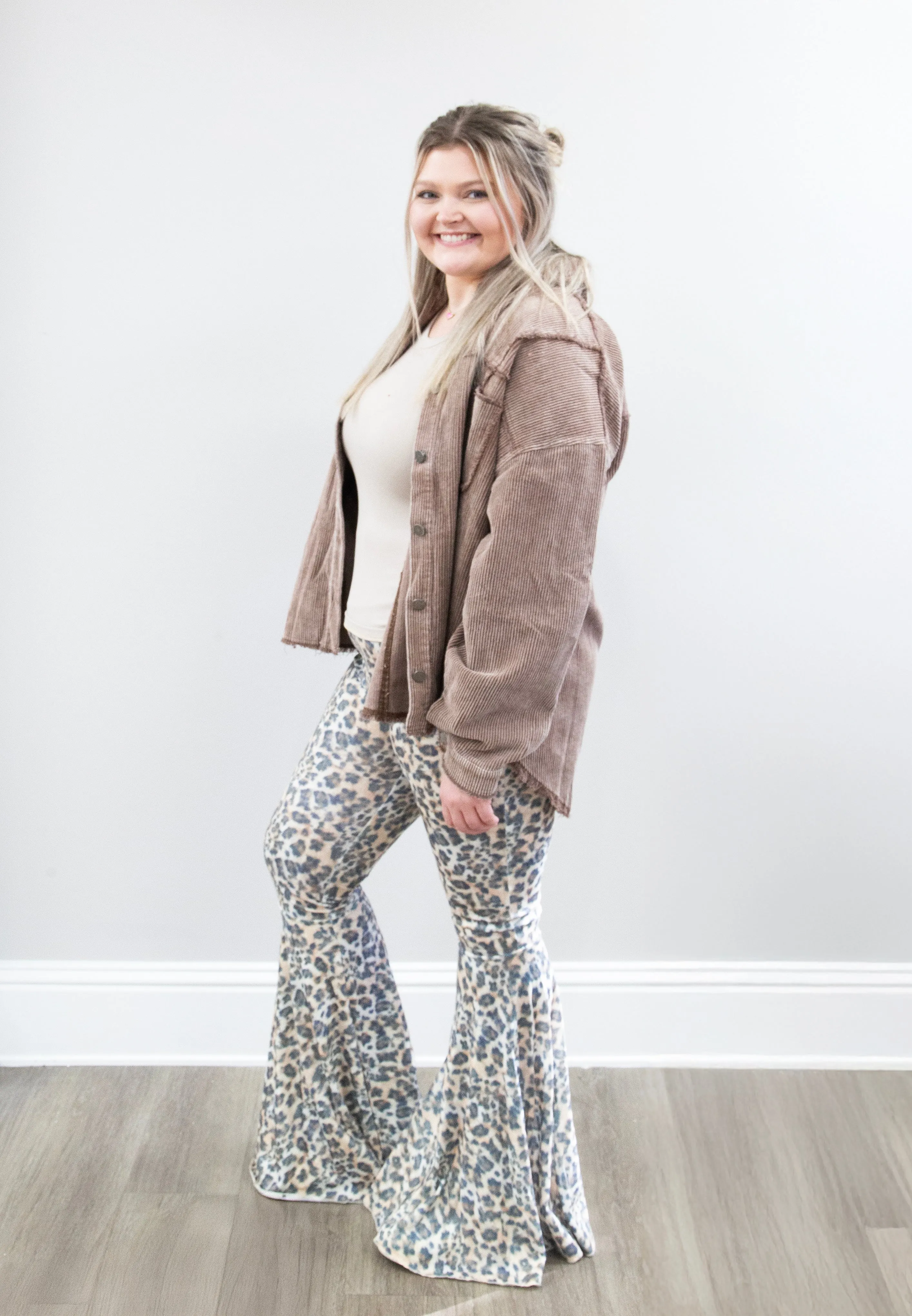 Vintage Wash Leopard Flare Pant