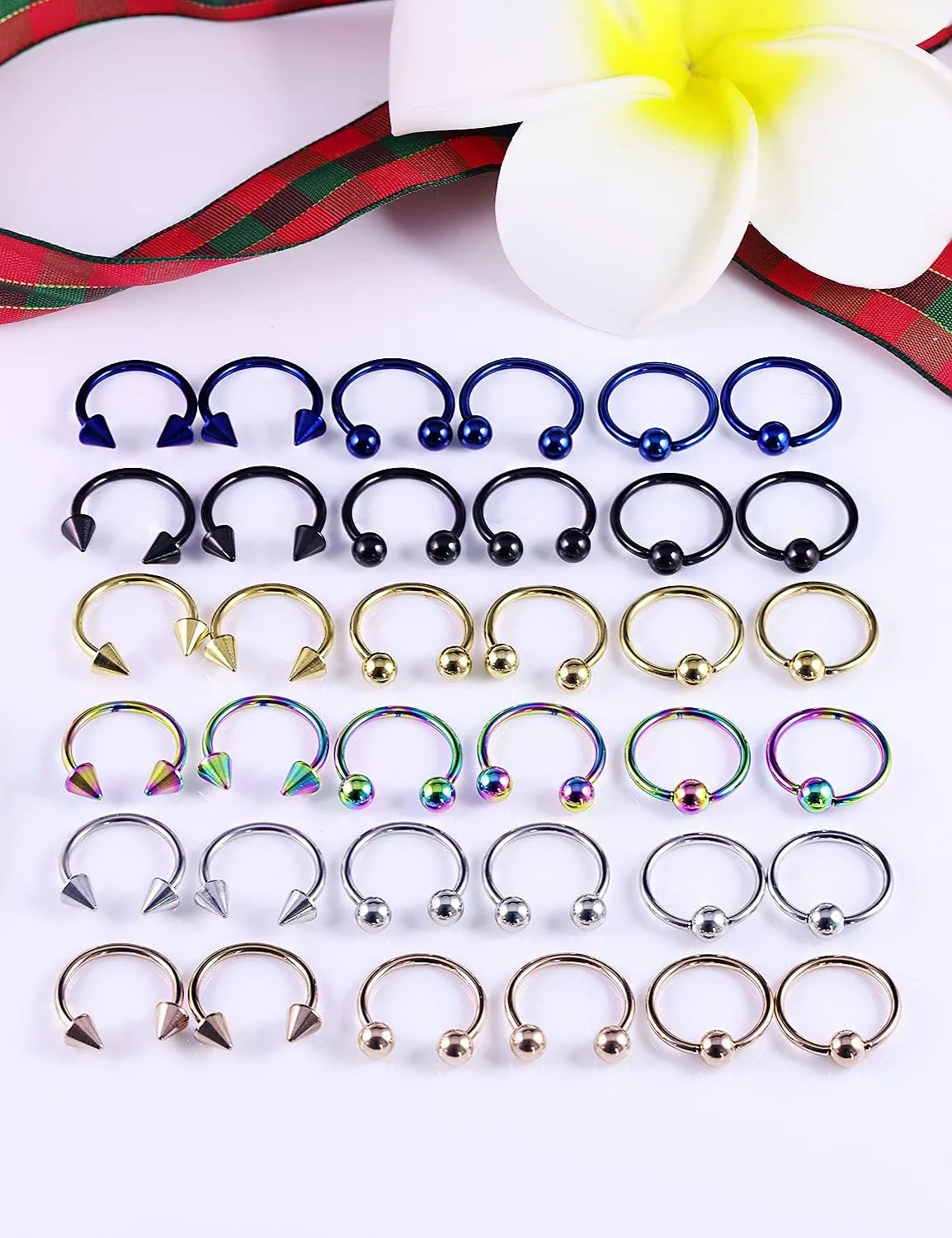 Vsnnsns 12G & 16G Septum Rings - Surgical Steel Septum Piercing Jewelry Horseshoe & Snake Bite Rings, Daith Rook Earrings for Women & Men