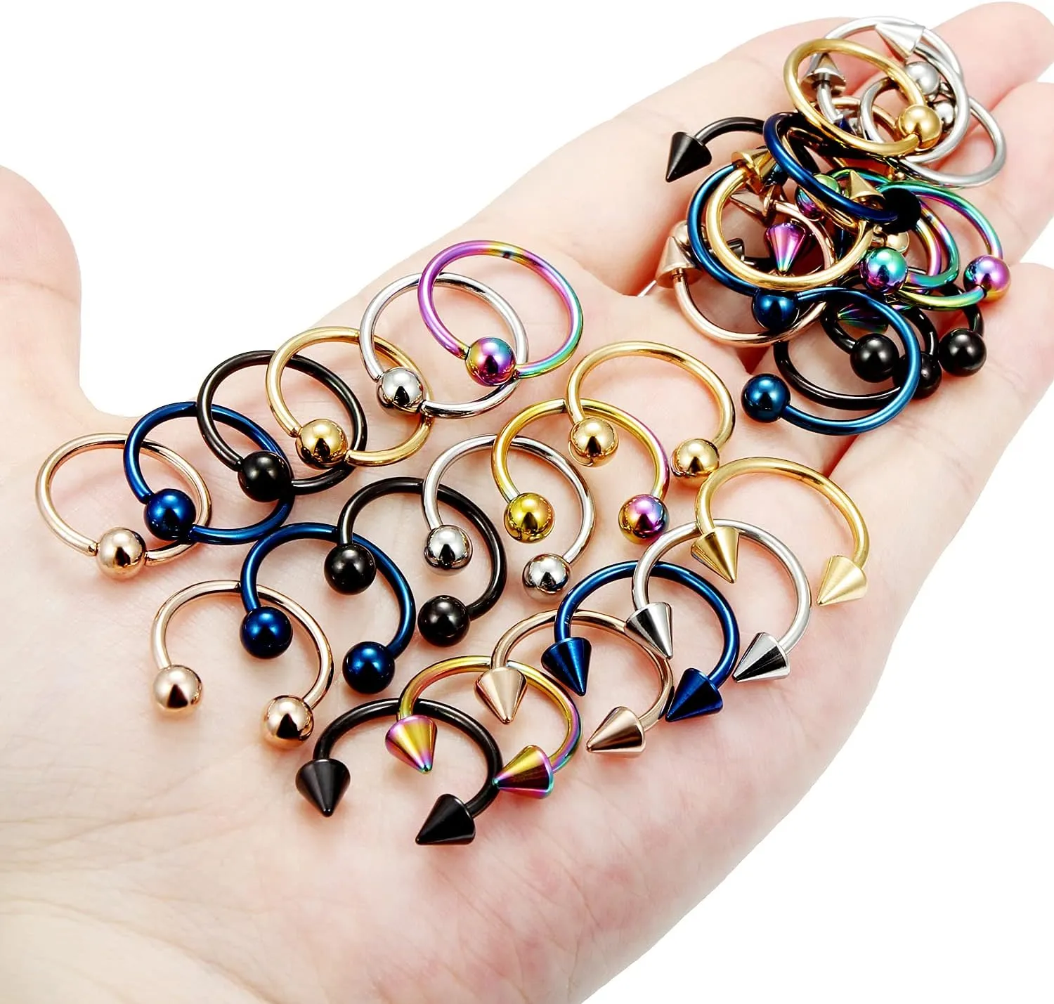 Vsnnsns 12G & 16G Septum Rings - Surgical Steel Septum Piercing Jewelry Horseshoe & Snake Bite Rings, Daith Rook Earrings for Women & Men