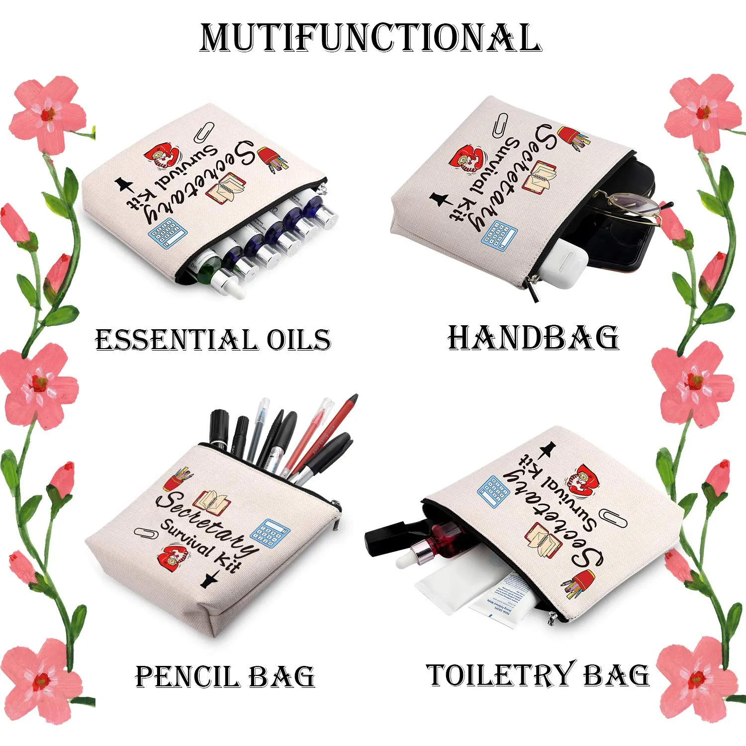 WCGXKO Secretary Survival Kit Secretary Gift Travel Accessories Toiletry Bag Makeup Bag (SECRETARY)