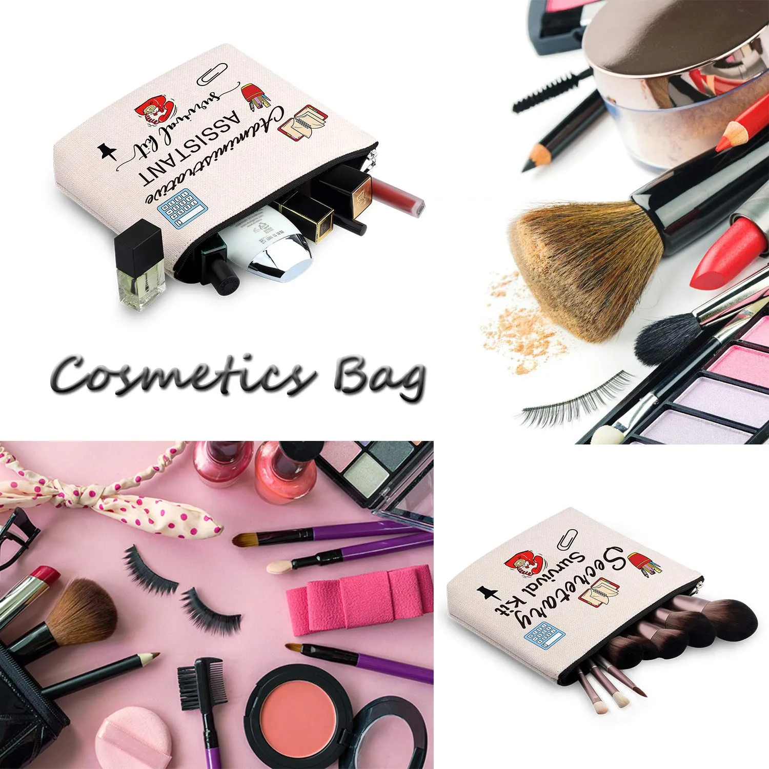 WCGXKO Secretary Survival Kit Secretary Gift Travel Accessories Toiletry Bag Makeup Bag (SECRETARY)