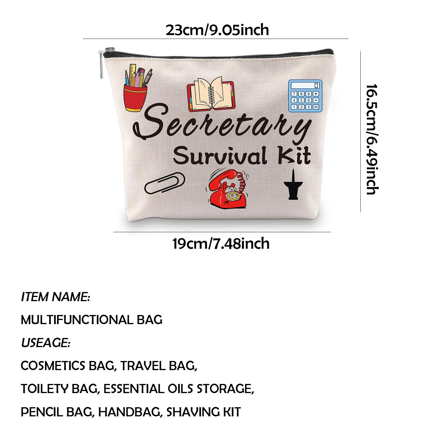 WCGXKO Secretary Survival Kit Secretary Gift Travel Accessories Toiletry Bag Makeup Bag (SECRETARY)