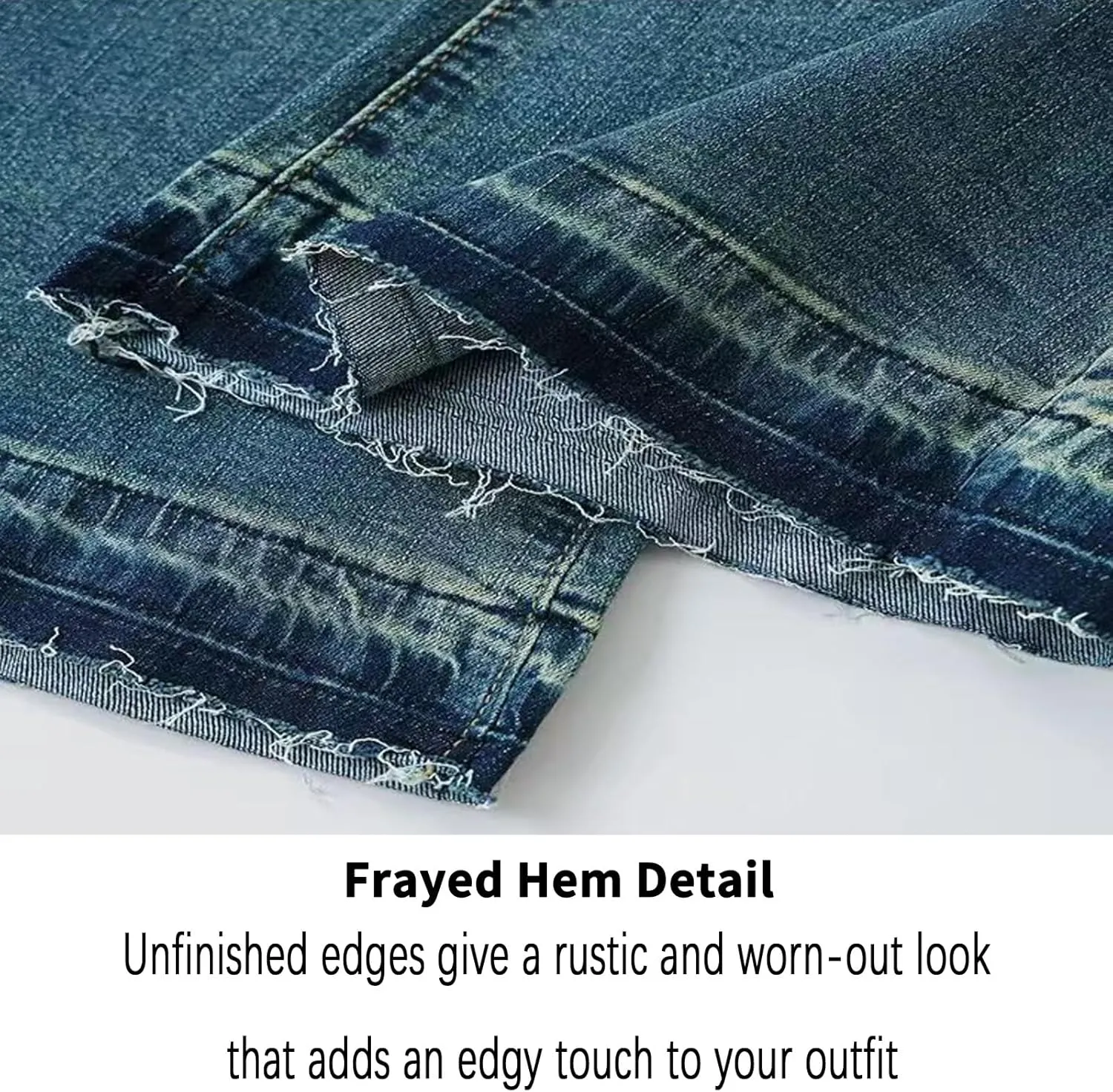 Wide Leg Capri Pants for Women Stretchy High Waisted Frayed Hem Loose Denim Jeans