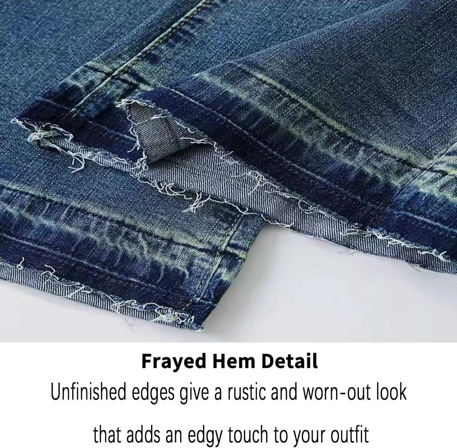 Wide Leg Capri Pants for Women Stretchy High Waisted Frayed Hem Loose Denim Jeans