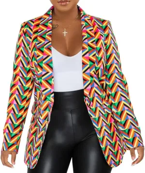Women Casual Long Sleeve Button Color Block Fahion Fall Laple Open Front Office Work Suits Blazer Jackets Streetwear